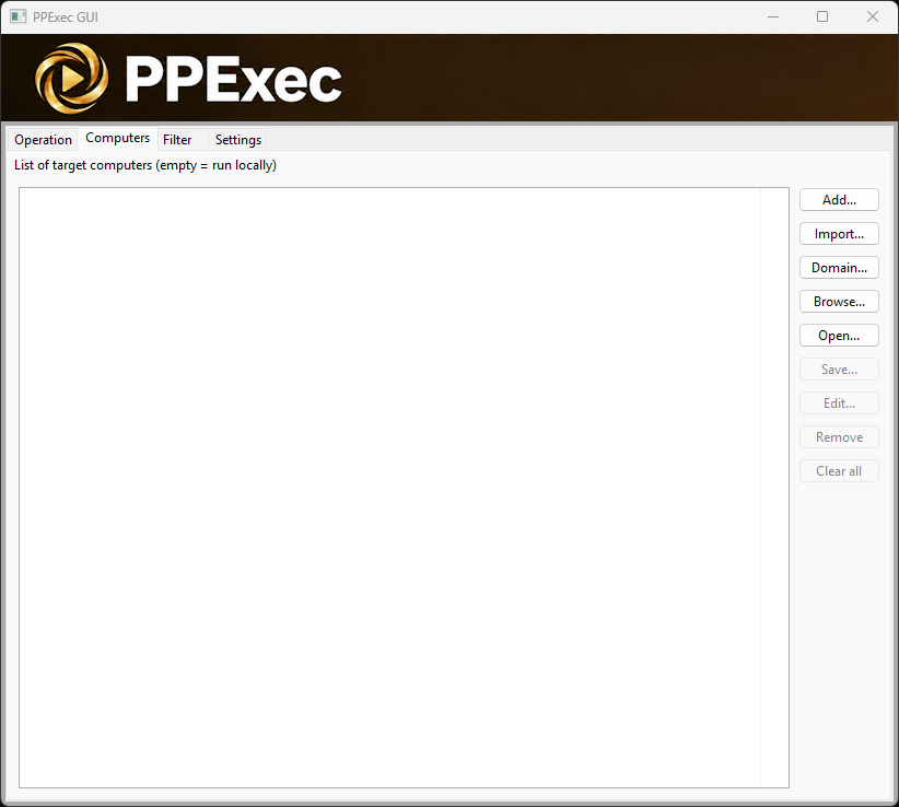 PPExec GUI - Computers tab