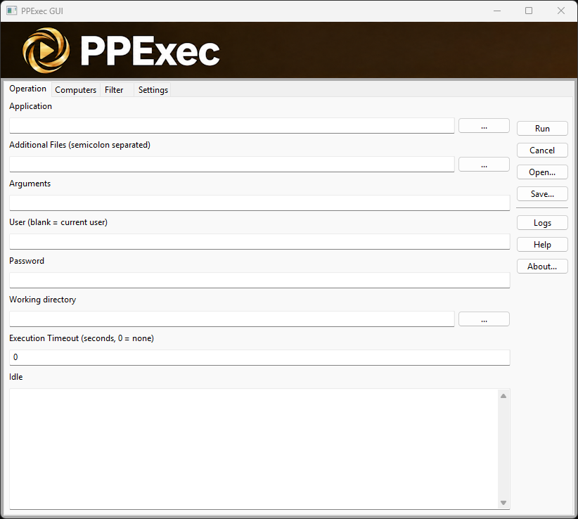 PPExec GUI - Operation tab